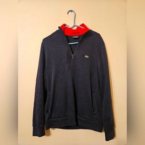 Lacoste 1/4 zip pullover. Size 6 (large) navy blue